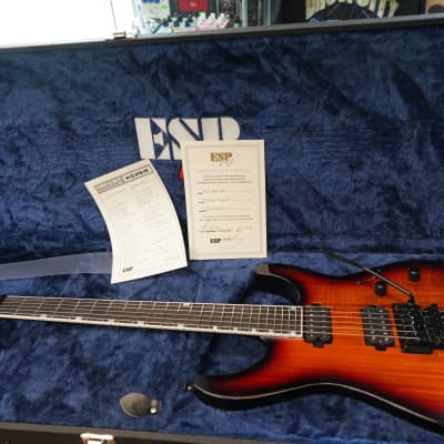 ESP USA M-II NTB FR - 3-Tone Sunburst Koa 6-String Electric Guitar w/ Black Tolex Case (2023) image 5
