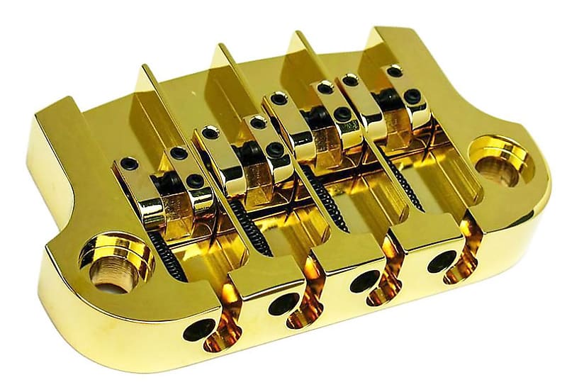 Hipshot SuperTone 3-Point Replacement Bridge for 4-String Gibson Bass - GOLD image 1