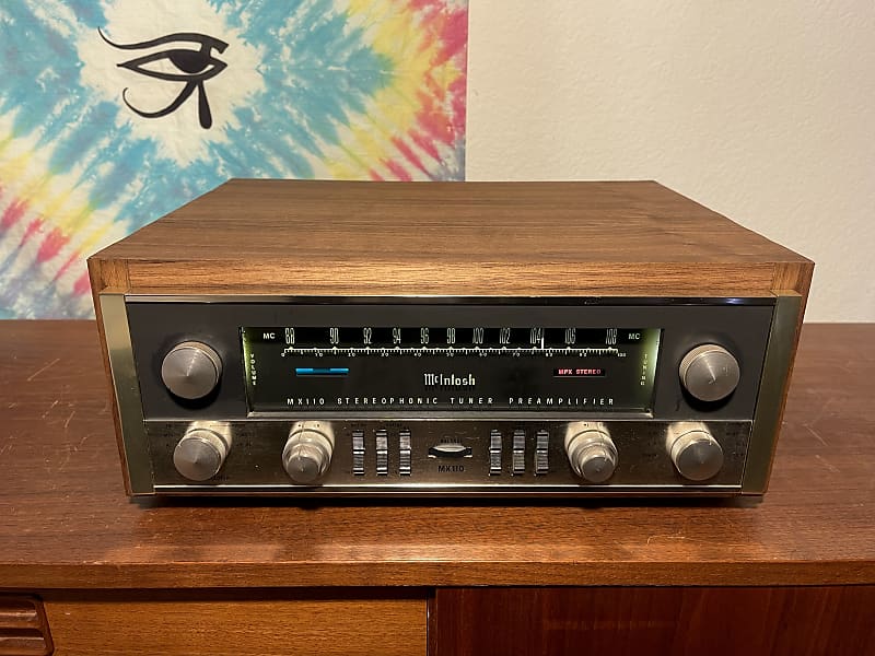 Fully Restored McIntosh MX-110 Stereo FM/MPX All Tube Preamp/Tuner Combo  With Custom Wood Case