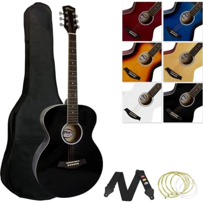 Tiger ACG2 Acoustic Guitar Pack for Beginners, Black for sale