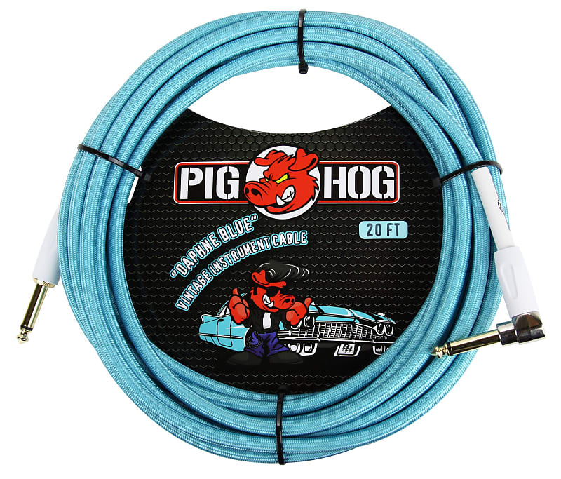 Pig Hog “Daphne Blue” 20' Straight / Angle Instrument Cable PCH20DBR