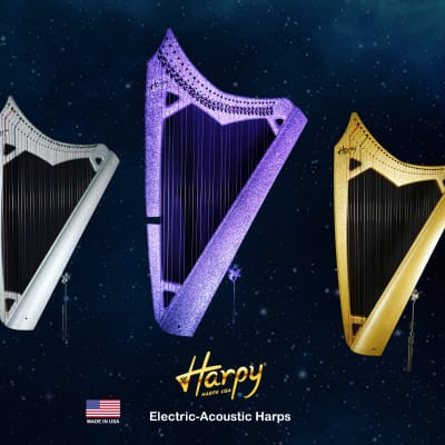 33 String Athena Harpy with Levers - Electric-Acoustic Harp - Cosmos image 13