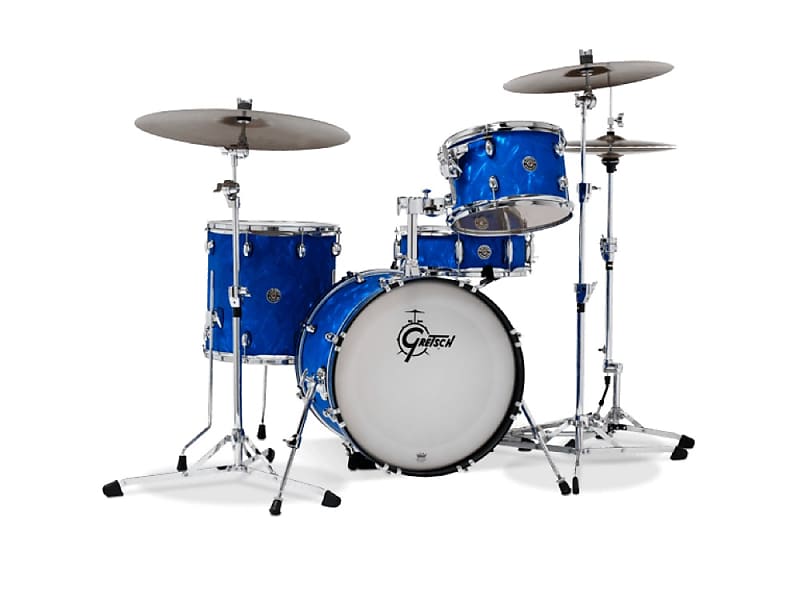 Gretsch Catalina Club 4pc Drum Set w/18"BD Blue Satin Flame image 1