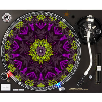 Electric Electro Tribal - DJ Turntable Slipmat 12 inch LP Vinyl Record Player Glow Series (glows under black light) image 2