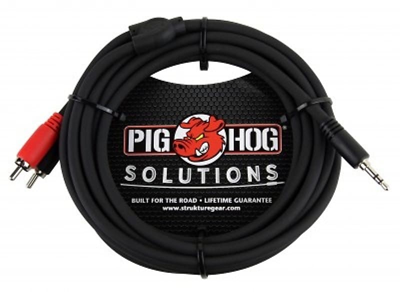 Pig Hog Solutions - 10ft Stereo Breakout Cable, 3.5mm to Dual RCA, PB-S3R10 image 1
