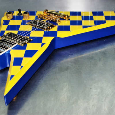 Robin Wedge 1987 Custom.  One of a kind.  Blue Yellow Checkerboard finish. Plays great. Rare. Cool+ image 18