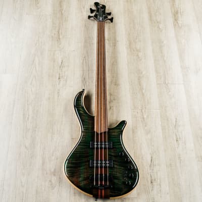 Mayones Patriot 4 Fretless Bass, Trans Green Finish, Flame Maple Top, Nordstrand image 3