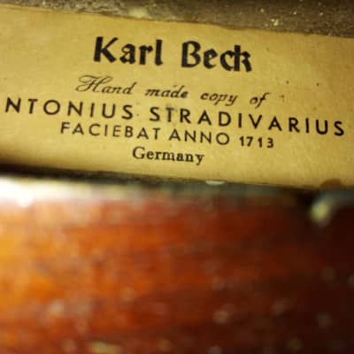 Karl Beck Stradivarius size 4/4 violin, Germany, Vintage, Lacquered Wood image 2