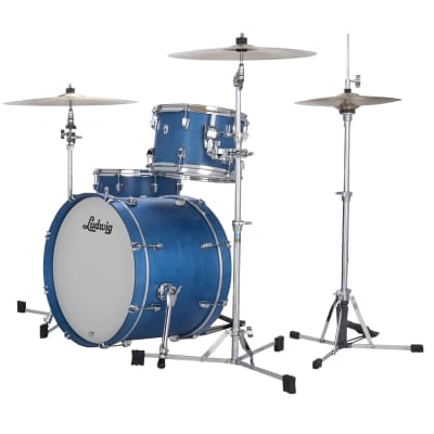 Ludwig NeuSonic Satin Royal Blue Painted Downbeat Drums 14x20_14x14_8x12 3pc Shell Pack Authorized Dealer image 2