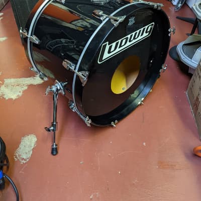 1980s Ludwig Made in USA Black Wrap Rocker 16 x 22" Bass Drum - Looks Really Good - Sounds Great! image 1