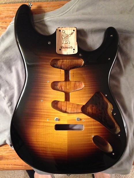 Warmoth Chambered Stratocaster Body Black Brown Yellow Burst
