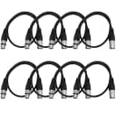 SEISMIC AUDIO (8 PACK) Black 3' XLR Patch Cables  Snake