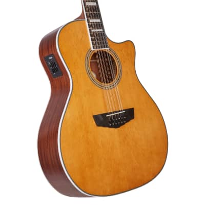 D'Angelico Premier Fulton A/E 12 String Guitar, Vintage Natural, DAPG212VNATAPS image 6