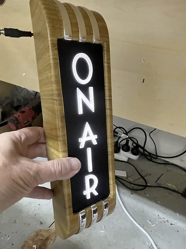 ON AIR Vertical 14" Sign Cedar look studio 3D Raised Art deco Lettering Free Shipping image 1