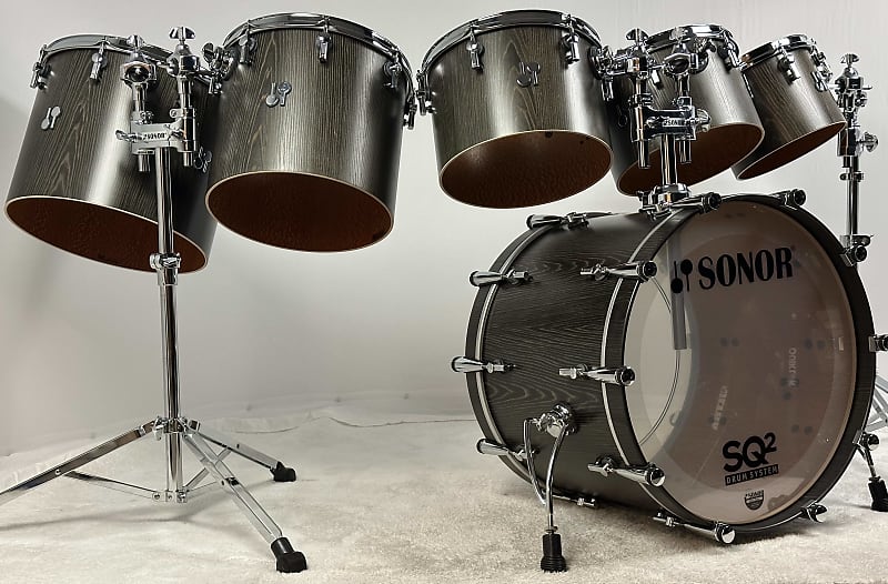 Sonor SQ2 22/8/10/12/13/14/16" Medium Maple Concert Tom Drum Set - Vintage Onyx Semi-Gloss w/ Silky Oak Interiors image 1