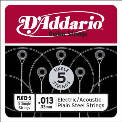 D'Addario PL013-5 Plain Steel Guitar Single String .013 5-pack