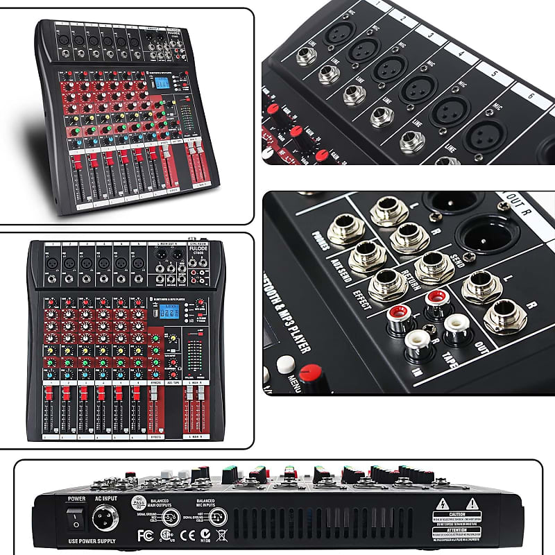 Pyle Professional Audio Mixer Sound Board Console - Desk System Interface  with 6 Channel, USB, Bluetooth, Digital MP3 Computer Input, 48V Phantom