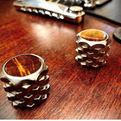 Van Dyke-Harms Ultra-Grip Stainless Speed Guitar Knob with Exotic Wood Inlay, Many Options image 2