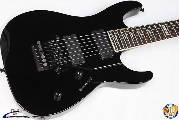 ESP LTD M-307 7-String Electric Guitar w/ OHSC, Black, EMG