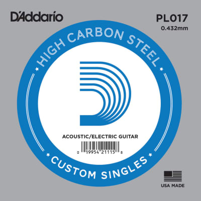 D'Addario PL017 Plain Steel Guitar Single String, .017 image 1