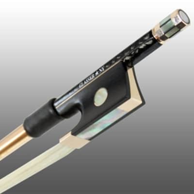 Glasser Violin Bow Braided Carbon Fiber Round, Fully Lined Ebony Frog, 585 Gold Grip & Tip 4/4 size image 1
