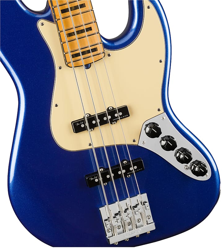 Fender American Ultra Jazz Bass with Maple Fretboard, Cobra Blue image 1