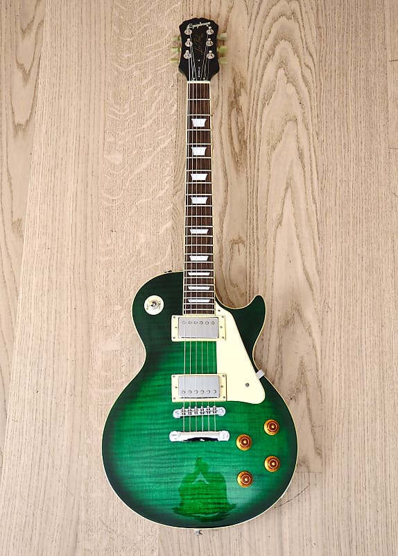 1999 Epiphone Les Paul Flame Top Guitar Green Anaconda Burst