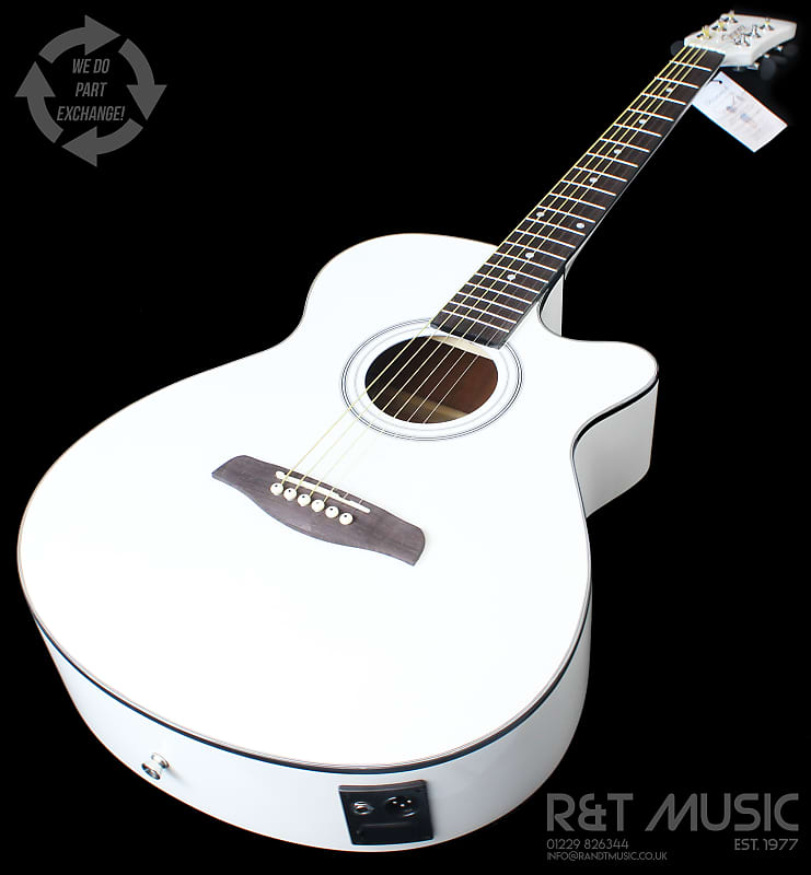 White semi acoustic deals guitar