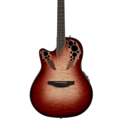 Ovation CE44LX-1R Exotic Celebrity Elite Plus Selected Figured Top Mid-Depth Lyrachord Body Nato Neck 6-String Acoustic-Electric Guitar For Left Handed Players image 4