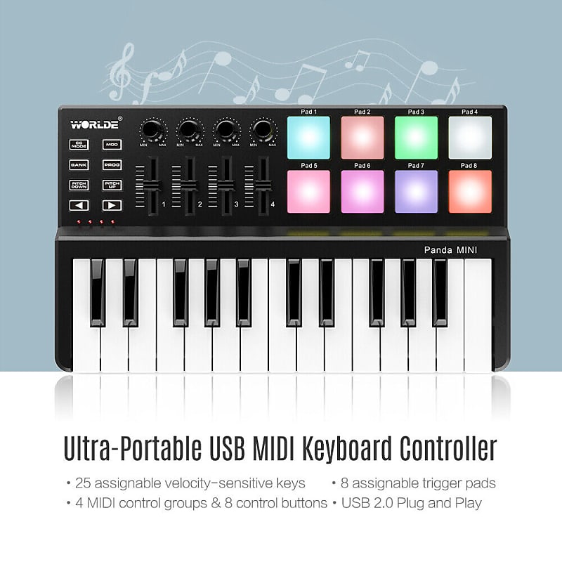 WORLDE Panda Mini Portable Mini 25-Key USB Keyboard Drum Pad | Reverb