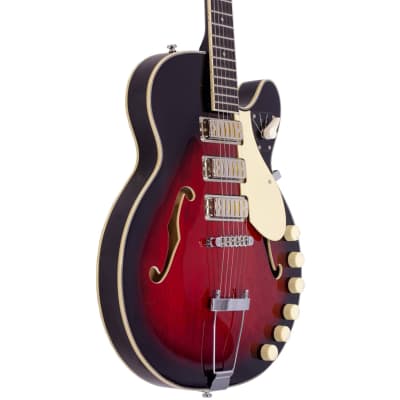Airline H59 - Vintage Redburst - Semi-Hollow Electric Guitar - NEW! image 3