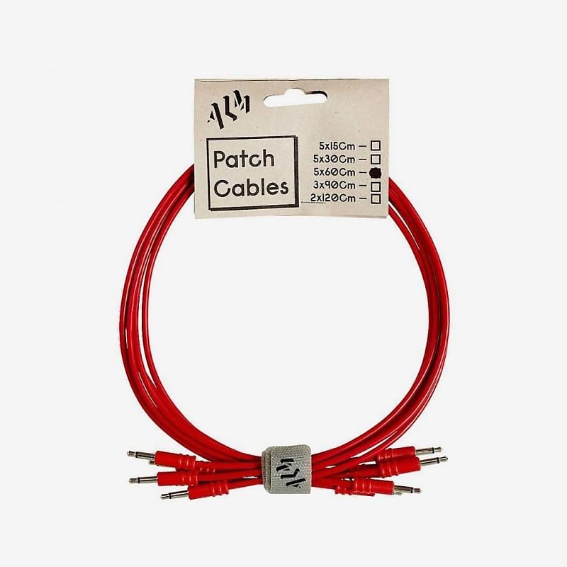 ALM-PC001x15 Pack of 5 x 15cm 3.5mm patch cables - RED image 1