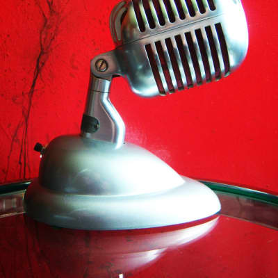 Vinatge 1940's Shure 55 dynamic microphone satin chrome w S-36 desk stand Elvis # 9 image 12