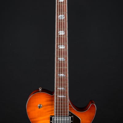 Collings SoCo Deluxe Semi-Hollow Carved Flame Maple and Mahogany Iced Tea Sunburst Custom NEW image 10