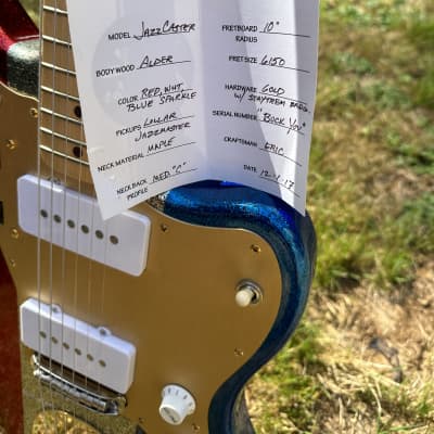 2017 Buck Owens Revelator JazzCaster Jazzmaster - Red White and Blue Sparkle image 9