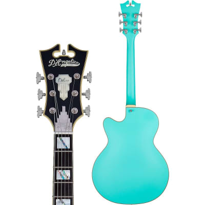 D'Angelico Deluxe Series 175 With TV Jones Humbuckers Limited-Edition Hollowbody Electric Guitar Matte Surf Green image 4