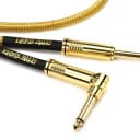 Ernie Ball P06070 Braided Straight to Right Angle Instrument Cable - 25 foot Gold