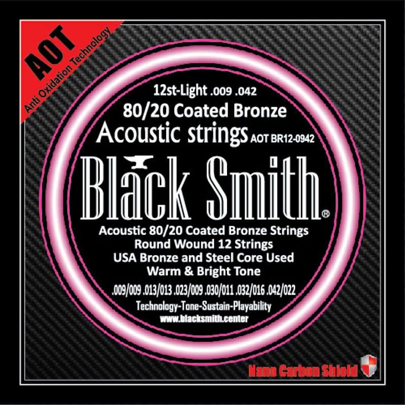 Blacksmith 12 String Nano-Carbon Coated Acoustic Guitar Strings - Light 009 - 042 image 1