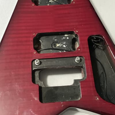 2005 MIJ Jackson RR3 RR Rhoads V Red Flame Guitar Body Floyd Tremolo Ready image 12