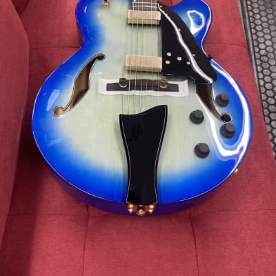 Ibanez Contemporary Archtop AFC155 Hollow Body Electric Guitar 2017 - Jet Blue Burst with Case image 8