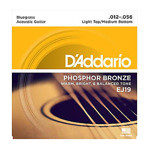 D'Addario EJ19 Phosphor Bronze Bluegrass 12-56 Acoustic Guitar Strings image 1