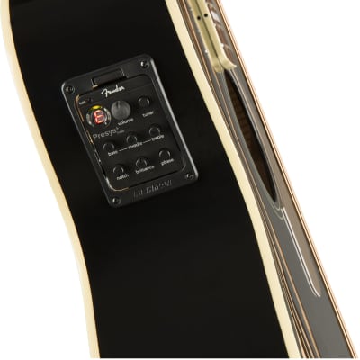 Fender California Series Kingman Bass V2 4-String Spruce / Mahogany with Walnut Fretboard - Black image 7