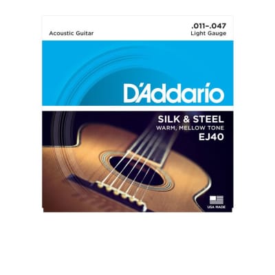 D'Addario EJ40 Silk & Steel Folk Acoustic Guitar Strings, Full Set 11-47 image 4
