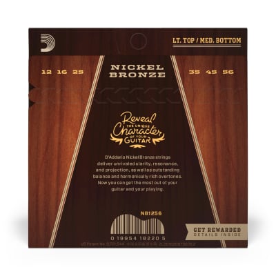 DAddario NB1256 Nickel Bronze Light Top Med Bottom Acoustic Guitar Strings 12-56 image 7