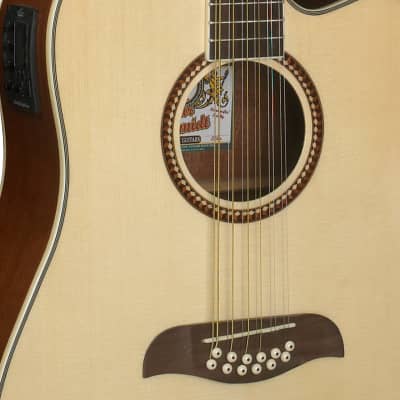 Oscar Schmidt OD312CE 12-String Cutaway Acoustic Electric Guitar, Natural image 6
