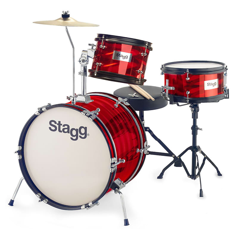 Mint Stagg 3Pc Junior Drum Set Red w/ Hardware