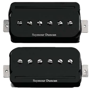 Seymour Duncan P-Rails Pickup Set w/ Pre-Wired TS-1 Flat Mounting Ring System - black image 3