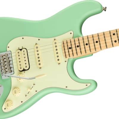 Fender American Performer Stratocaster HSS Electric Guitar Maple FB, Satin Surf Green image 5
