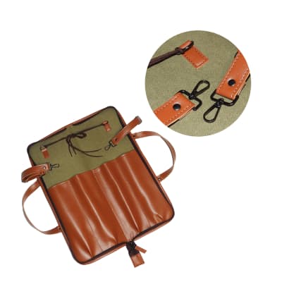 Corsaro Music Drumstick Bag (Vegan Leather) Holds drumsticks mallets & more stylish chic large size floor-tom hooks image 6