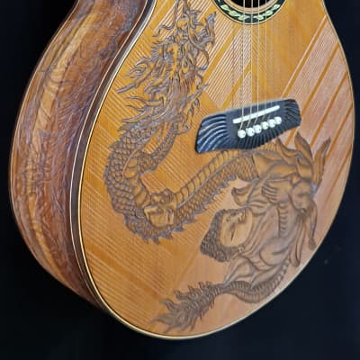 Blueberry Handmade Acoustic Guitar Grand Concert - Buddhist Motif image 8